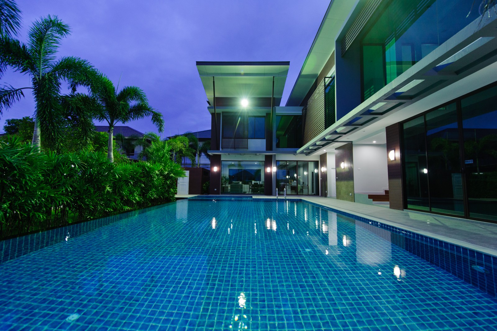 Swimming pool at night